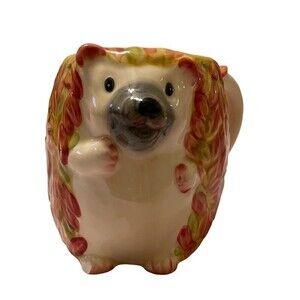 Pier 1 hedgehog handpainted dolomite mug nature animal cute morning tea coffee